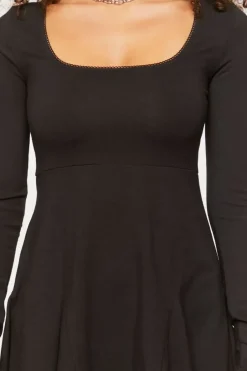 Picot-Trim Skater Mini Dress