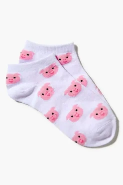 Pig Print Ankle Socks
