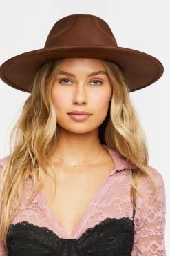Pinched Rhinestone-Trim Fedora
