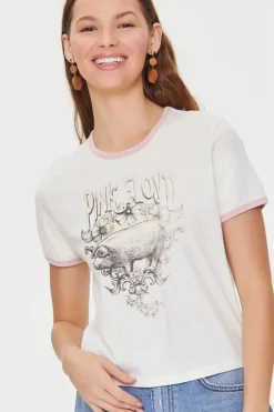 Pink Floyd Graphic Cropped Ringer Tee