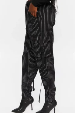 Pinstripe Belted Cargo Pants