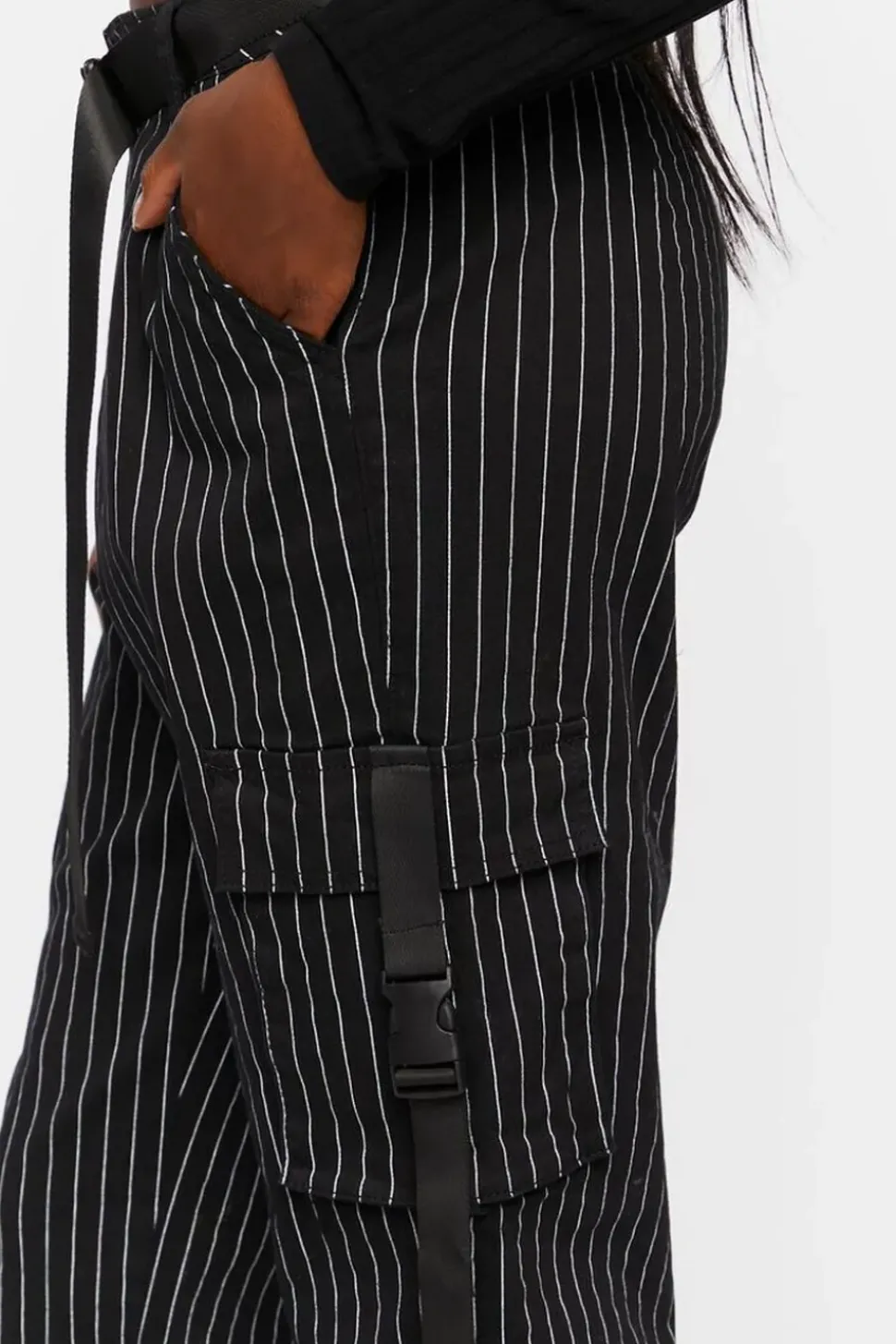 Pinstripe Belted Cargo Pants