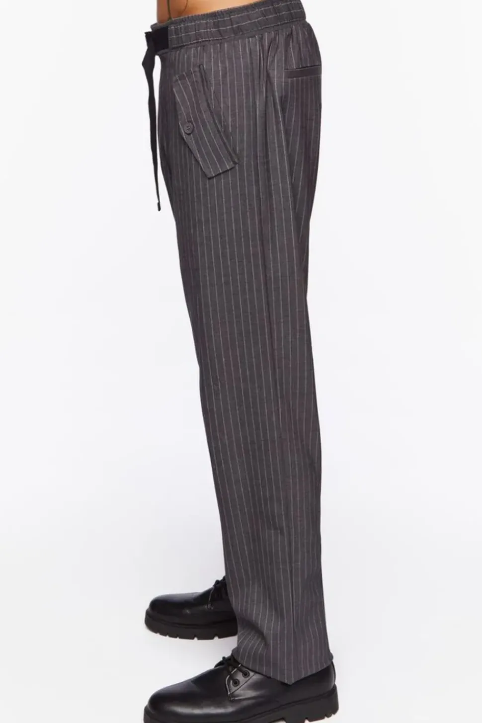 Pinstriped Belted Trousers
