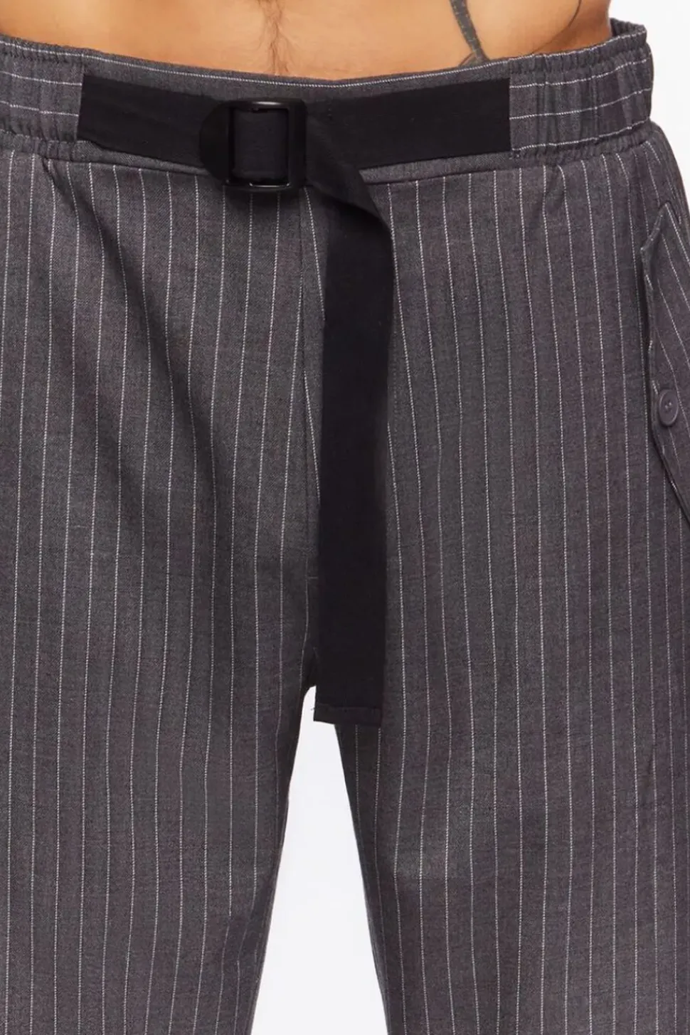 Pinstriped Belted Trousers