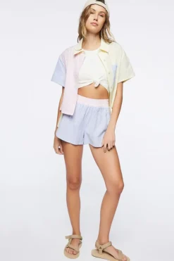 Pinstriped Colorblock Shorts