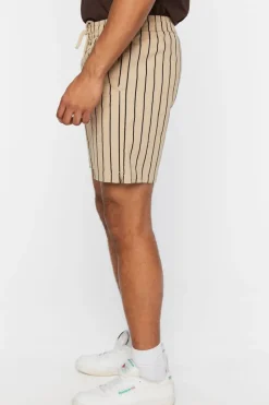 Pinstriped Drawstring Shorts
