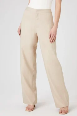 Pinstriped High-Rise Straight-Leg Pants
