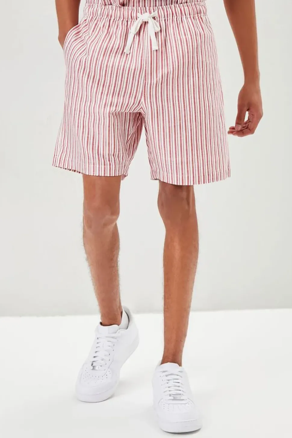 Pinstriped Linen-Blend Shorts