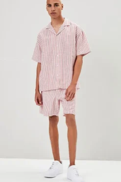 Pinstriped Linen-Blend Shorts