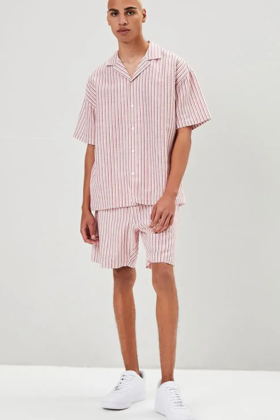 Pinstriped Linen-Blend Shorts