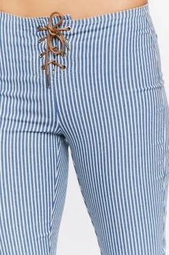 Pinstriped Low-Rise Flare Jeans