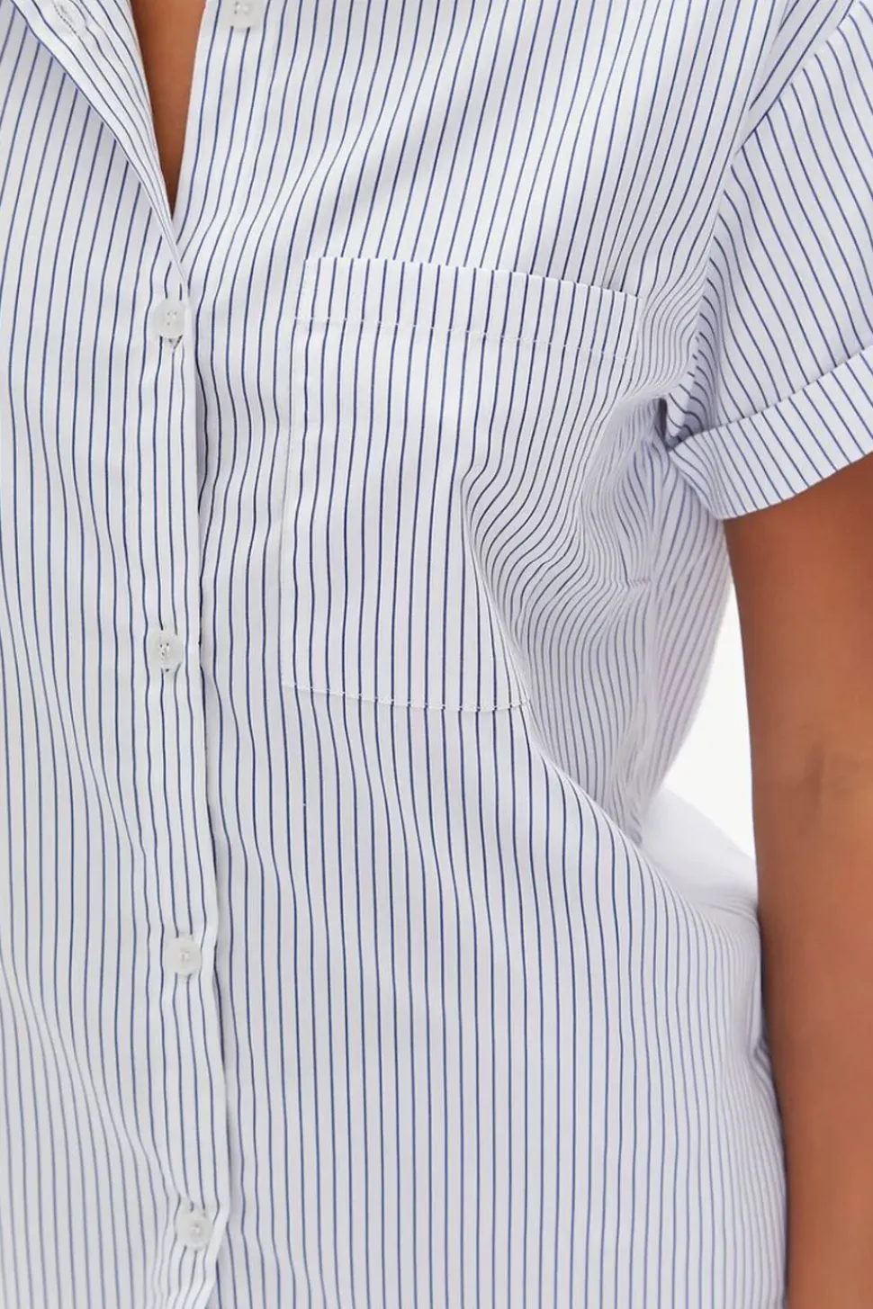 Pinstriped Pajama Shirt & Shorts Set