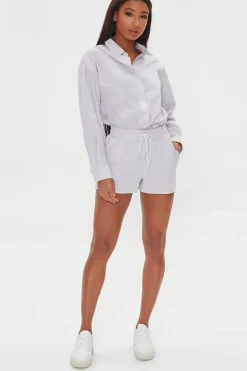 Pinstriped Poplin Drawstring Shorts