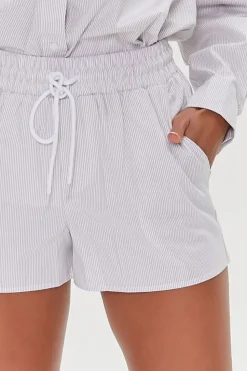 Pinstriped Poplin Drawstring Shorts