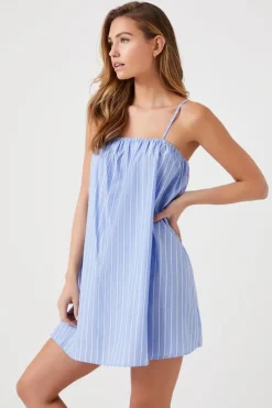 Pinstriped Poplin Mini Dress