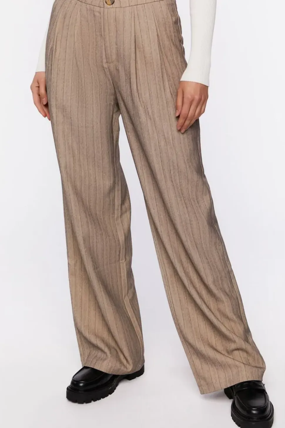Pinstriped Wide-Leg Pants
