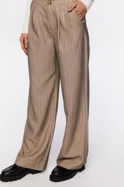Pinstriped Wide-Leg Pants