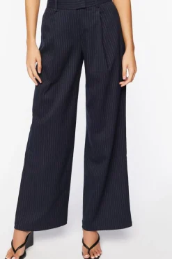 Pinstripe Mid-Rise Trouser Pants
