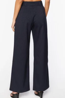 Pinstripe Mid-Rise Trouser Pants