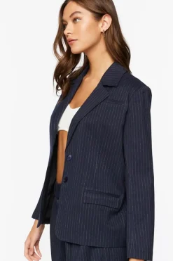 Pinstripe Single-Breasted Blazer