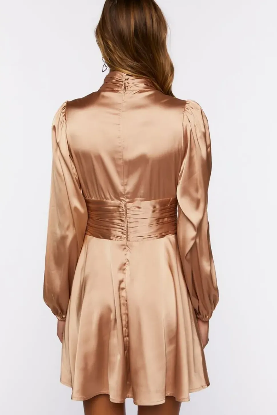 Pintucked Satin Mini Dress