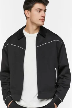 Piped-Trim Bomber Jacket