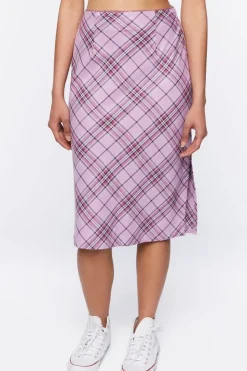 Plaid A-Line Midi Skirt