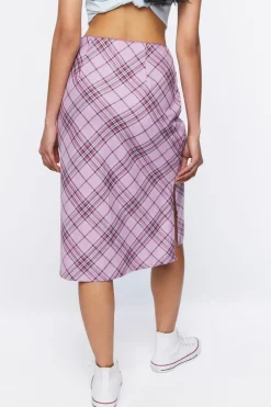 Plaid A-Line Midi Skirt