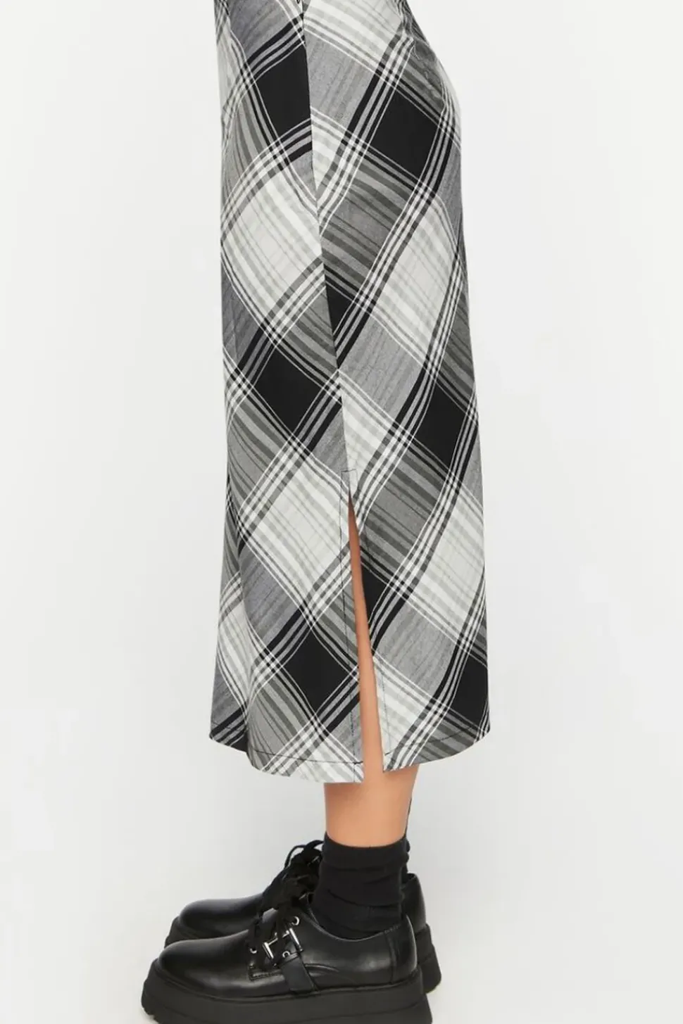 Plaid A-Line Midi Skirt