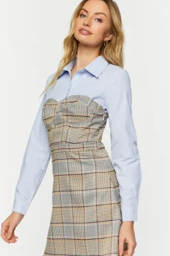 Plaid Bustier Combo Mini Dress