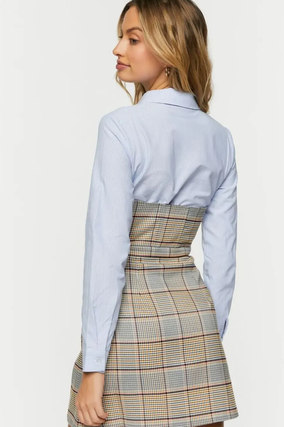 Plaid Bustier Combo Mini Dress