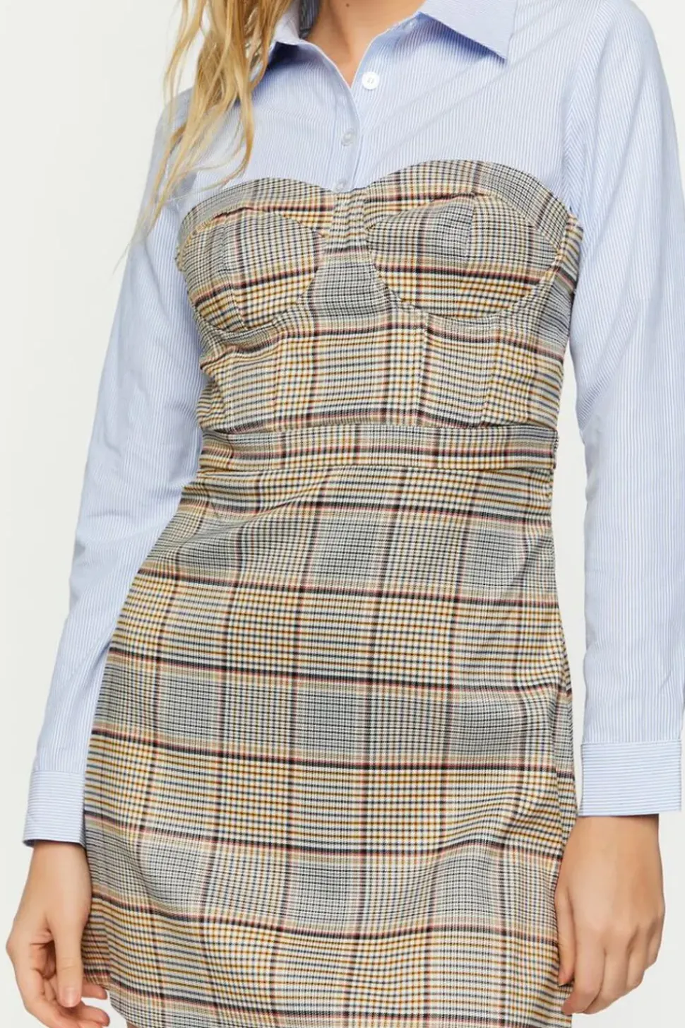 Plaid Bustier Combo Mini Dress