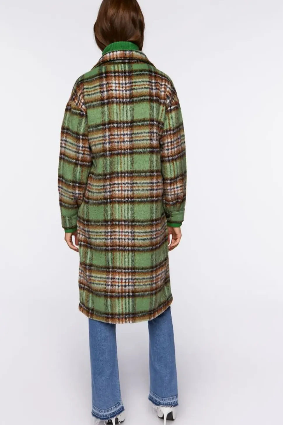 Plaid Buttoned Duster Jacket