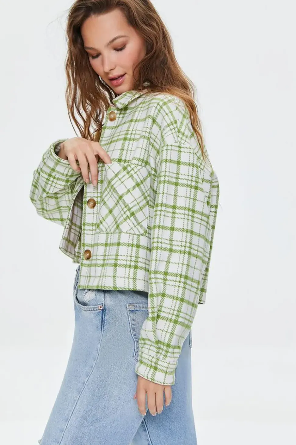 Plaid Button-Front Shacket