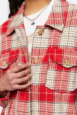 Plaid Button-Front Shacket