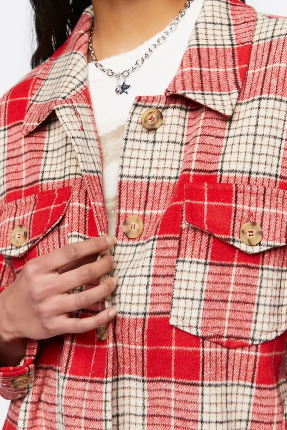 Plaid Button-Front Shacket