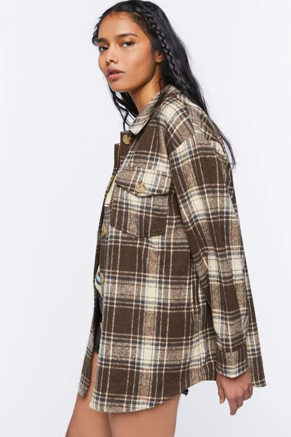 Plaid Button-Front Shacket