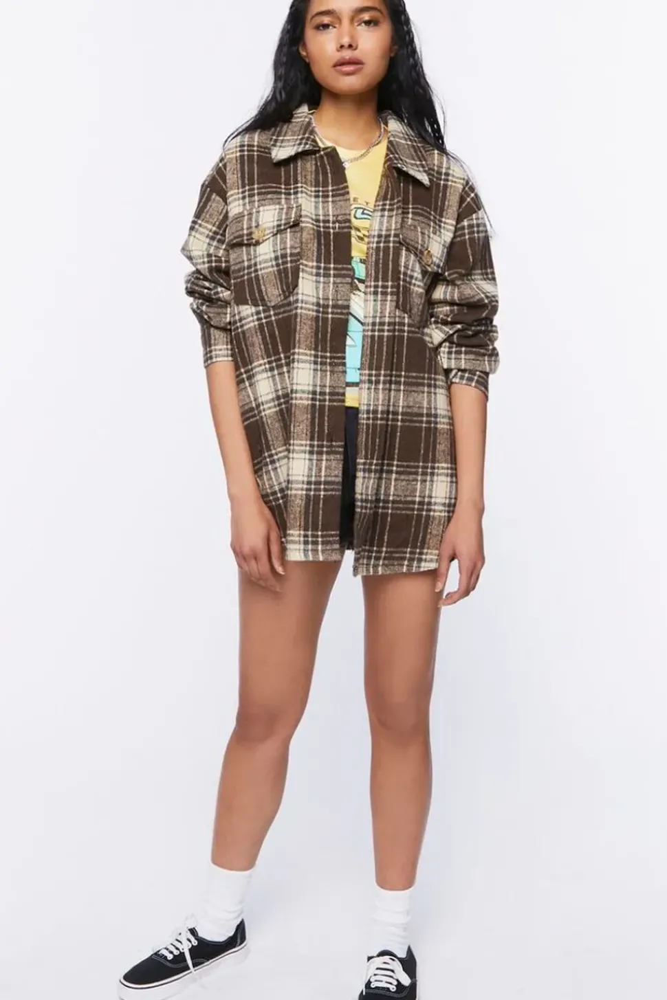 Plaid Button-Front Shacket