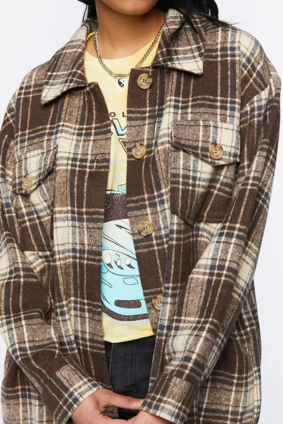 Plaid Button-Front Shacket