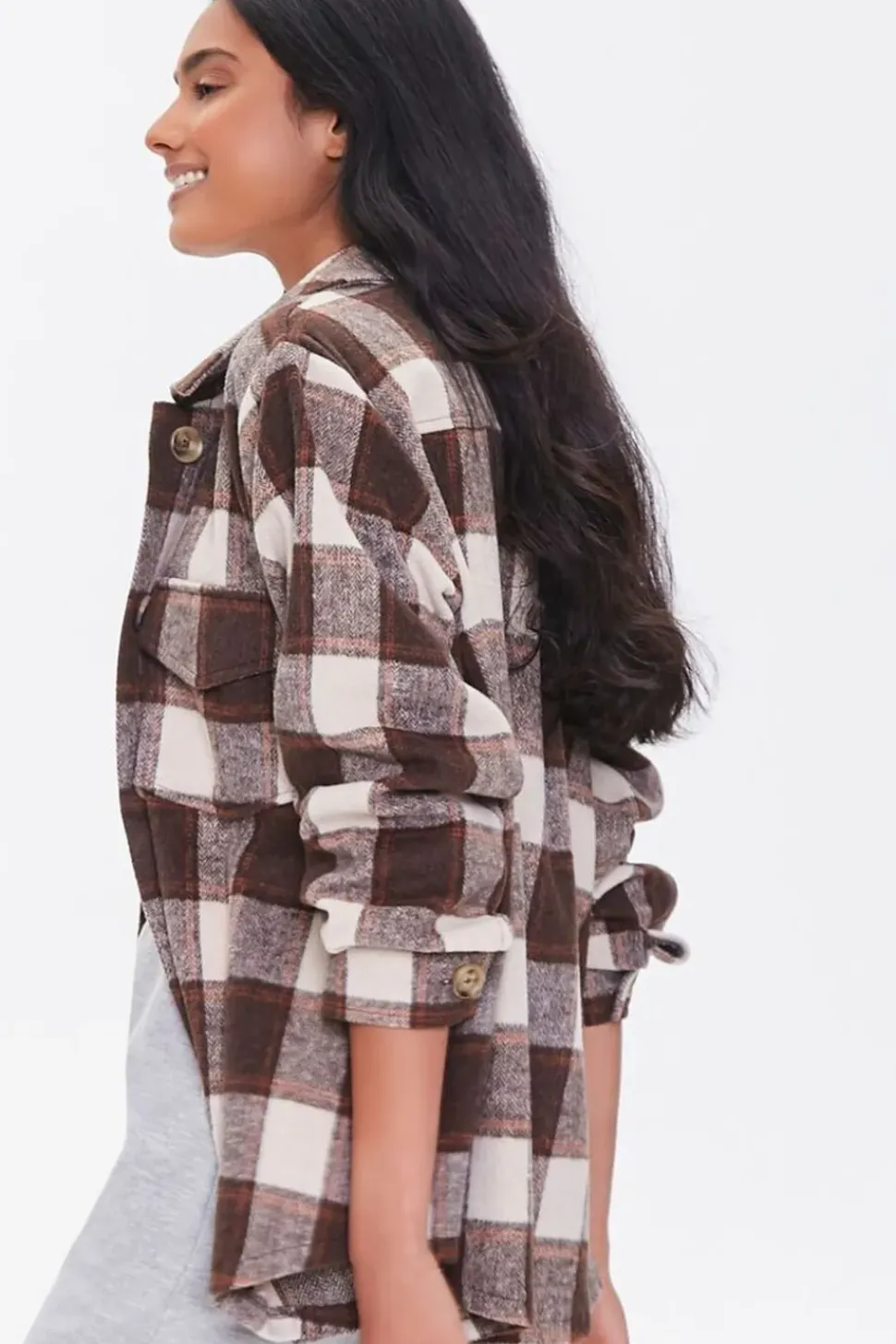 Plaid Button-Front Shacket