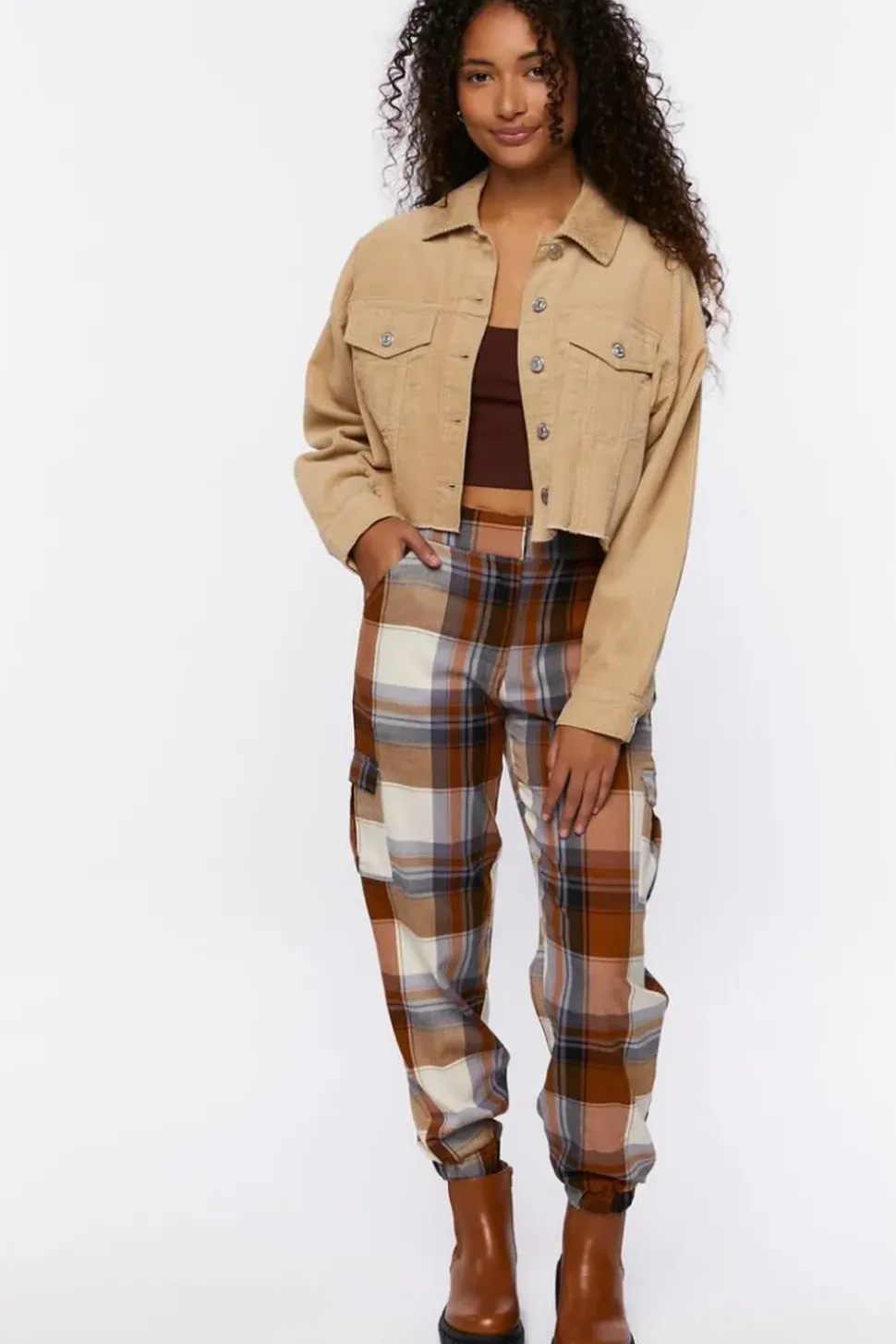 Plaid Cargo Joggers