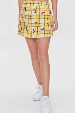Plaid Cherry Embroidered Skort