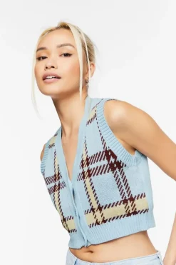 Plaid Cropped Sweater Vest