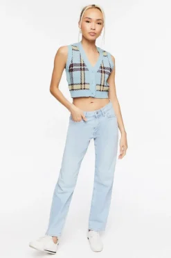 Plaid Cropped Sweater Vest