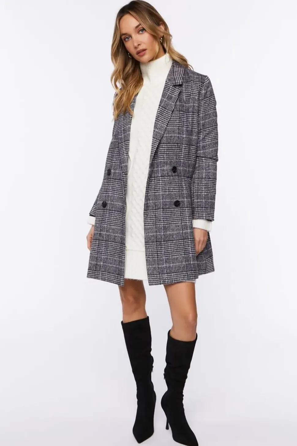 Plaid Double-Breasted Blazer