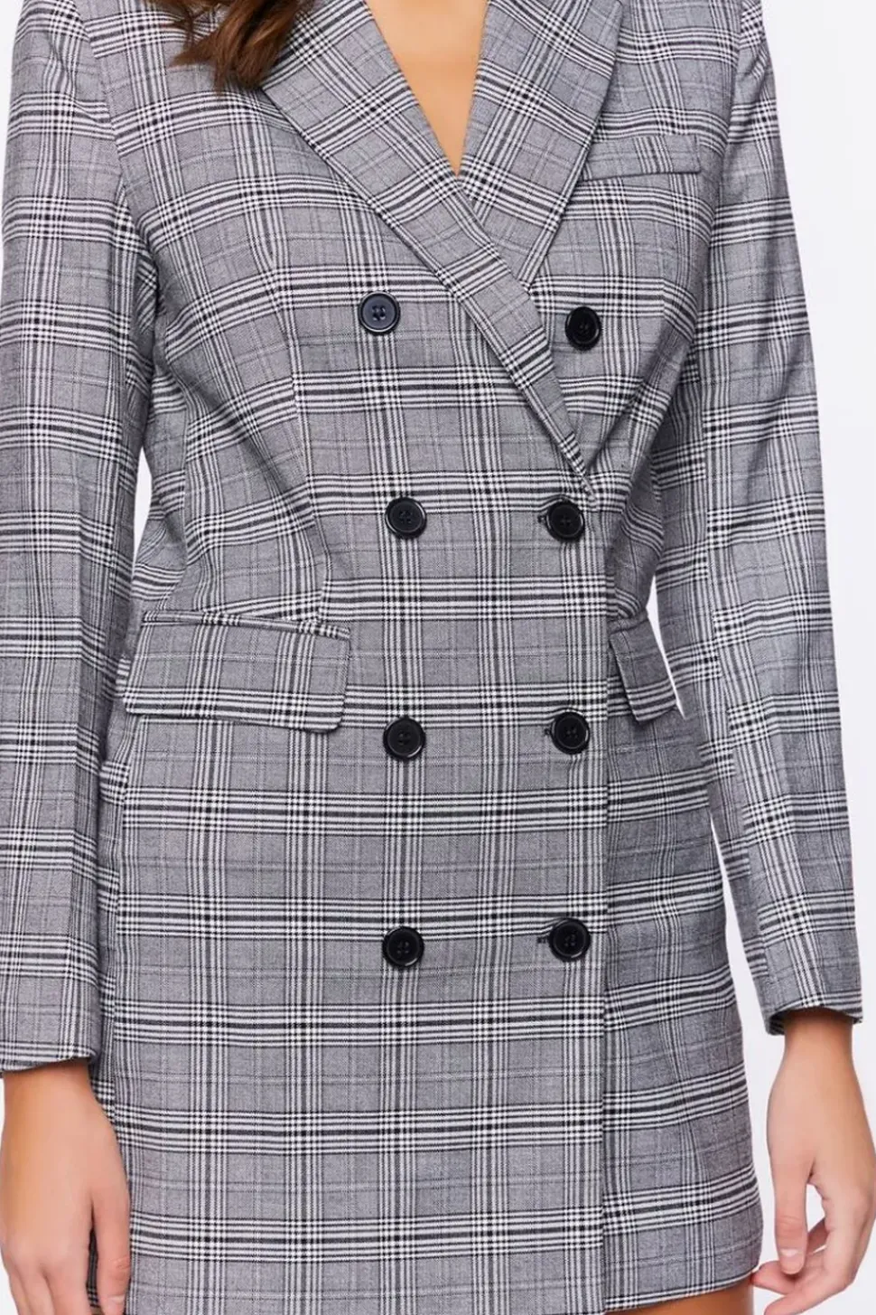 Plaid Double-Breasted Blazer Mini Dress