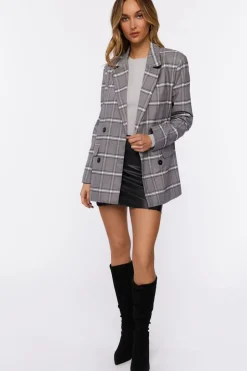 Plaid Double-Breasted Blazer