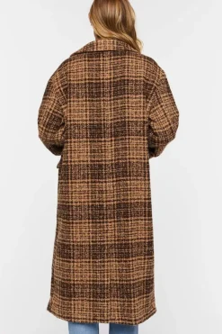 Plaid Double-Breasted Longline Coat