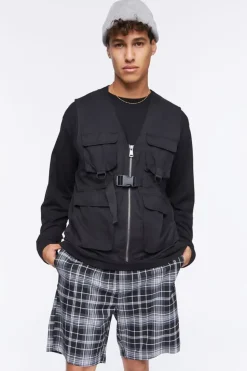 Plaid Drawstring Shorts