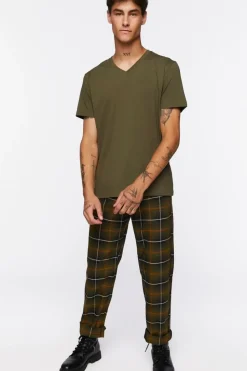 Plaid Drawstring Trousers